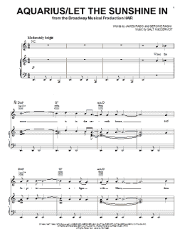 page one of Aquarius/Let The Sunshine In (Piano, Vocal & Guitar Chords (Right-Hand Melody))