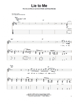 page one of Lie To Me (Guitar Tab (Single Guitar))