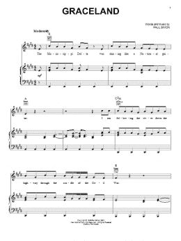 page one of Graceland (Piano, Vocal & Guitar Chords (Right-Hand Melody))