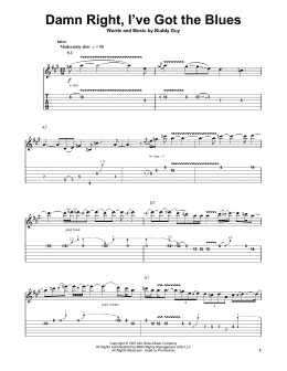 page one of Damn Right, I've Got The Blues (Guitar Tab (Single Guitar))