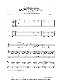 page one of K'Ayal Ta'arog (SATB Choir)