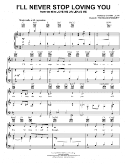 page one of I'll Never Stop Loving You (Piano, Vocal & Guitar Chords (Right-Hand Melody))