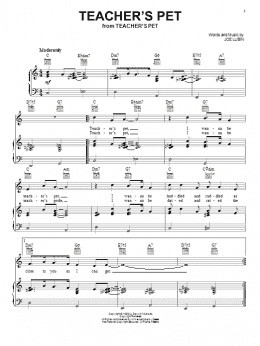 page one of Teacher's Pet (Piano, Vocal & Guitar Chords (Right-Hand Melody))