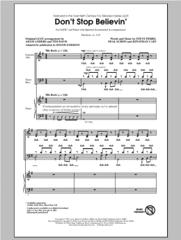 page one of Don't Stop Believin' (arr. Roger Emerson) (SATB Choir)