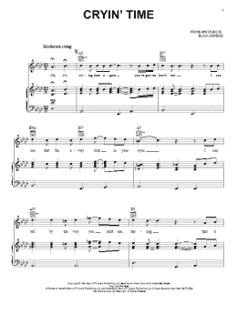 page one of Cryin' Time (Piano, Vocal & Guitar Chords (Right-Hand Melody))