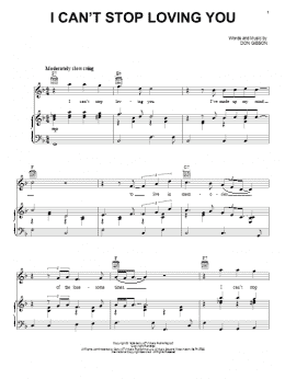 page one of I Can't Stop Loving You (Piano, Vocal & Guitar Chords (Right-Hand Melody))