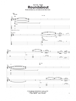 page one of Roundabout (Guitar Tab)