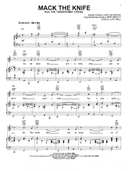 page one of Mack The Knife (Piano, Vocal & Guitar Chords (Right-Hand Melody))