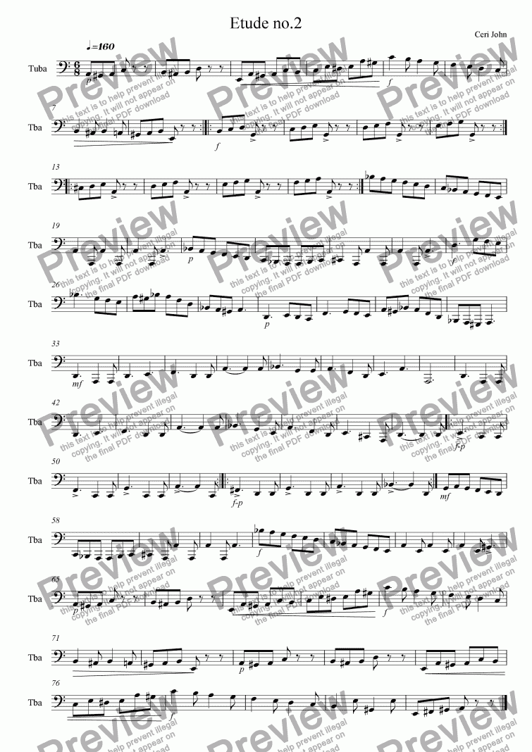 page one of Tuba etude No.2