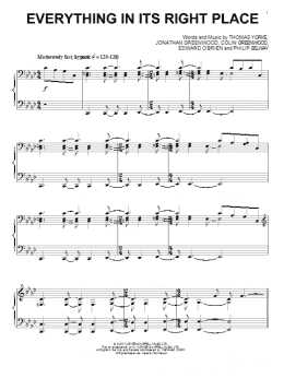 page one of Everything In Its Right Place (Piano Solo)