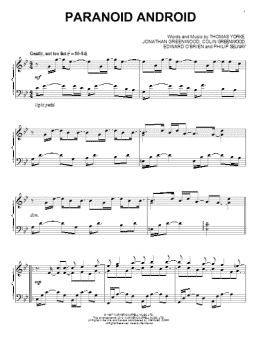 page one of Paranoid Android (Piano Solo)