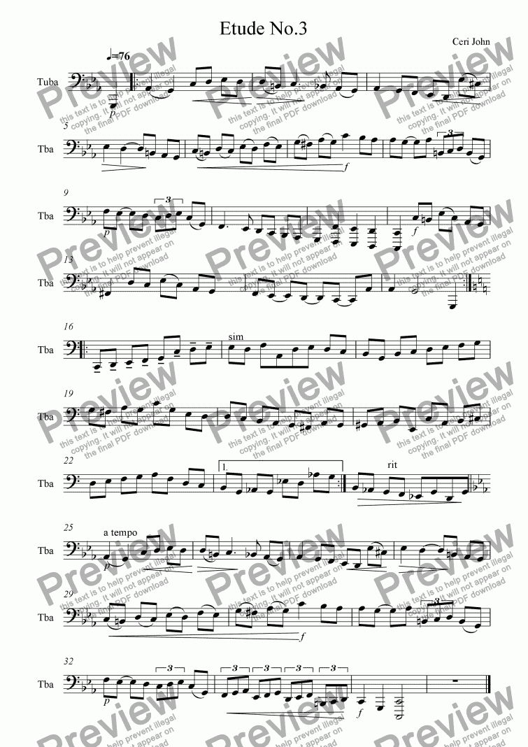 page one of Tuba Etude No.3