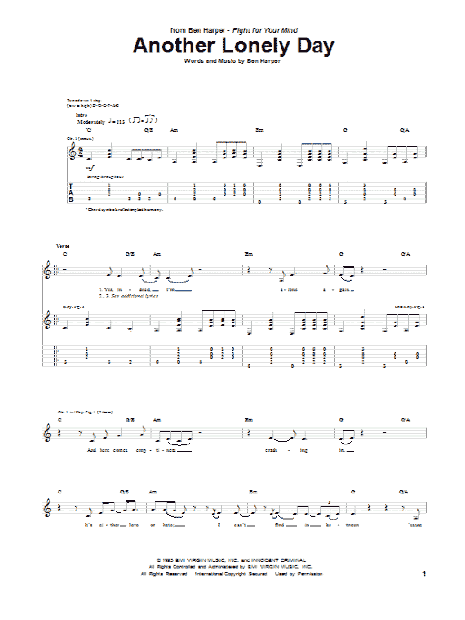 Another Lonely Day (Guitar Tab)