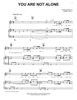 page one of You Are Not Alone (Piano, Vocal & Guitar Chords (Right-Hand Melody))