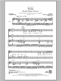 page one of Pride (In The Name Of Love) (arr. Mark Brymer) (SATB Choir)