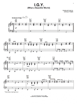 page one of I.G.Y. (What A Beautiful World) (Piano, Vocal & Guitar Chords (Right-Hand Melody))