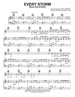 page one of Every Storm (Runs Out Of Rain) (Piano, Vocal & Guitar Chords (Right-Hand Melody))