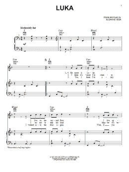 page one of Luka (Piano, Vocal & Guitar Chords (Right-Hand Melody))