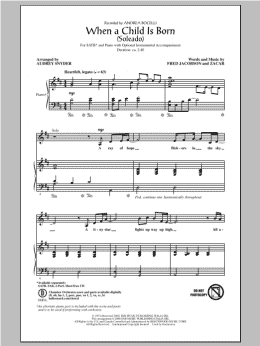 page one of When A Child Is Born (Soleado) (arr. Audrey Snyder) (SATB Choir)