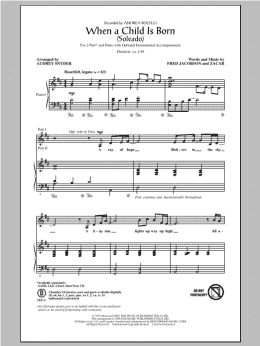 page one of When A Child Is Born (Soleado) (arr. Audrey Snyder) (2-Part Choir)