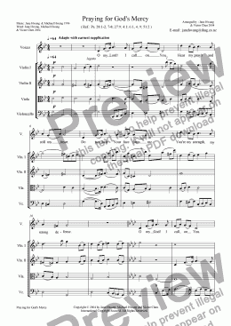 page one of Praying for God's Mercy ( Voices+ 4 strings )