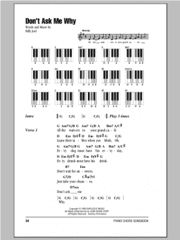 page one of Don't Ask Me Why (Piano Chords/Lyrics)