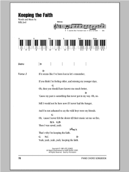 page one of Keeping The Faith (Piano Chords/Lyrics)