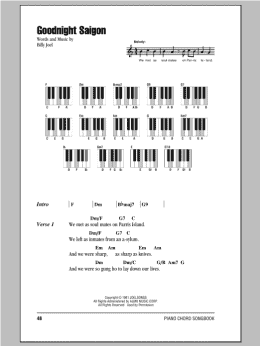 page one of Goodnight Saigon (Piano Chords/Lyrics)