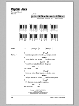 page one of Captain Jack (Piano Chords/Lyrics)