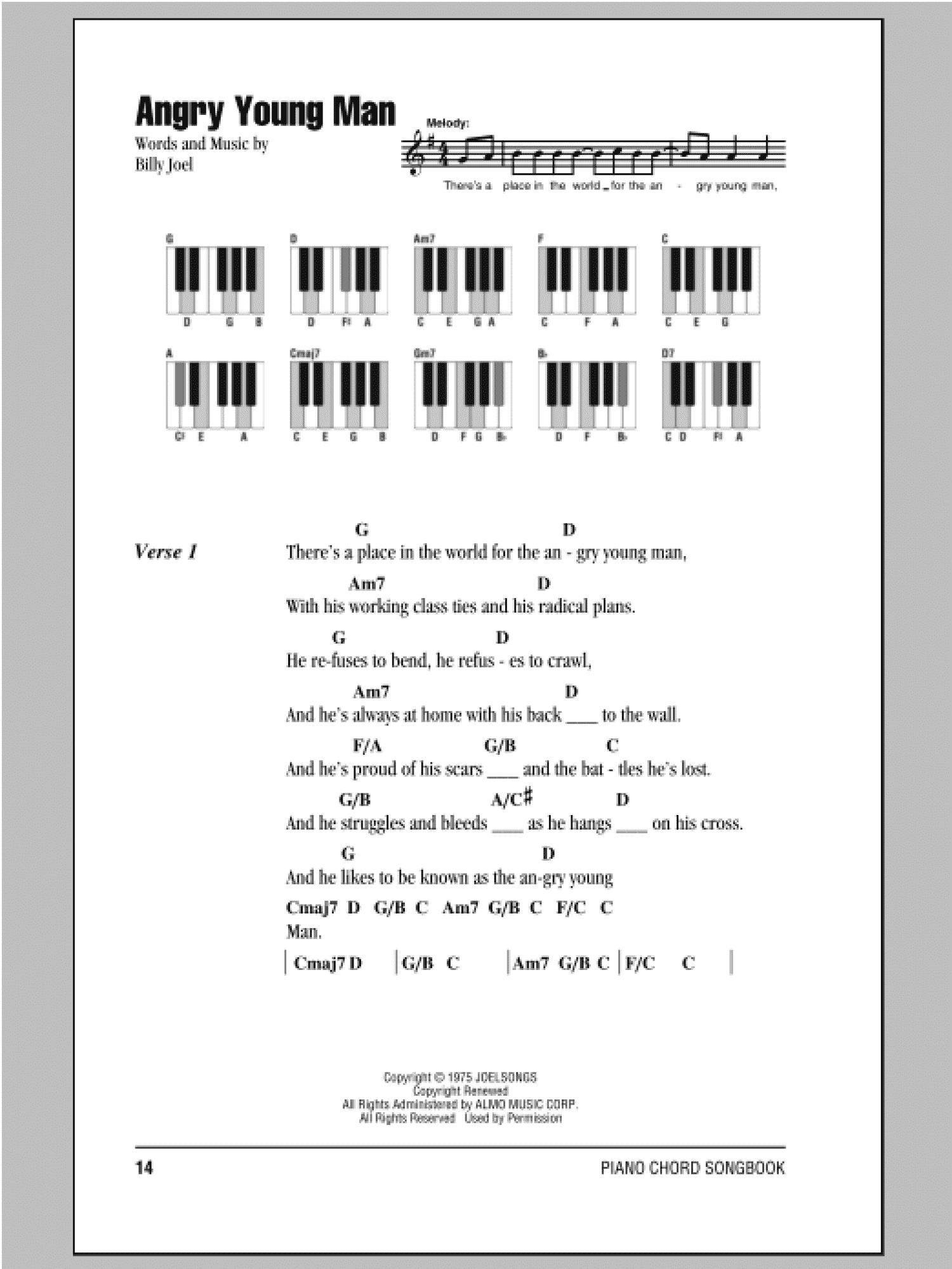 Angry Young Man (Piano Chords/Lyrics)