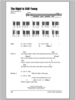 page one of The Night Is Still Young (Piano Chords/Lyrics)