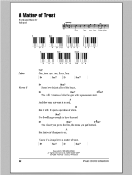 page one of A Matter Of Trust (Piano Chords/Lyrics)