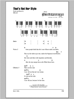 page one of That's Not Her Style (Piano Chords/Lyrics)