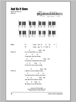 page one of And So It Goes (Piano Chords/Lyrics)