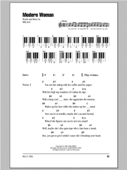 page one of Modern Woman (Piano Chords/Lyrics)