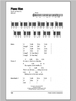 page one of Piano Man (Piano Chords/Lyrics)