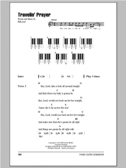page one of Travelin' Prayer (Piano Chords/Lyrics)