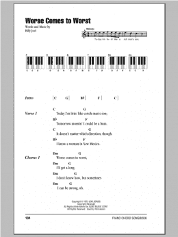 page one of Worse Comes To Worst (Piano Chords/Lyrics)