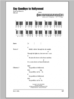 page one of Say Goodbye To Hollywood (Piano Chords/Lyrics)
