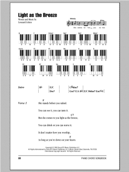 page one of Light As The Breeze (Piano Chords/Lyrics)