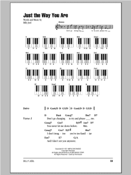 page one of Just The Way You Are (Piano Chords/Lyrics)