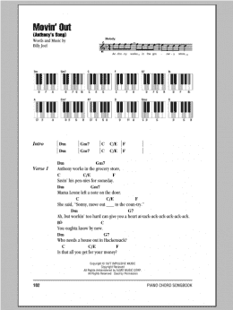 page one of Movin' Out (Anthony's Song) (Piano Chords/Lyrics)