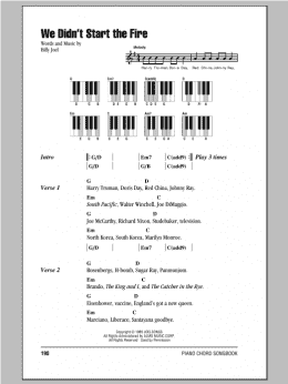 page one of We Didn't Start The Fire (Piano Chords/Lyrics)