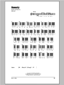 page one of Honesty (Piano Chords/Lyrics)