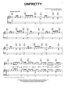 page one of Unpretty (Piano, Vocal & Guitar Chords (Right-Hand Melody))