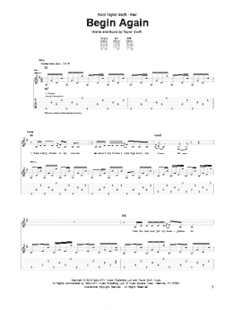 page one of Begin Again (Guitar Tab)