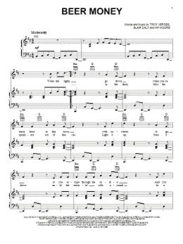 page one of Beer Money (Piano, Vocal & Guitar Chords (Right-Hand Melody))