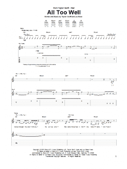page one of All Too Well (Guitar Tab)