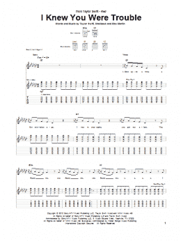 page one of I Knew You Were Trouble (Guitar Tab)