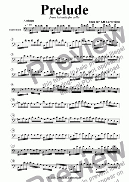 page one of Prelude 1st cello suite for Euphonium